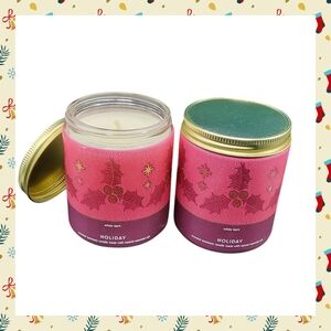 2 HOLIDAY SINGLE WICK CANDLES BY BATH & BODY WORKS